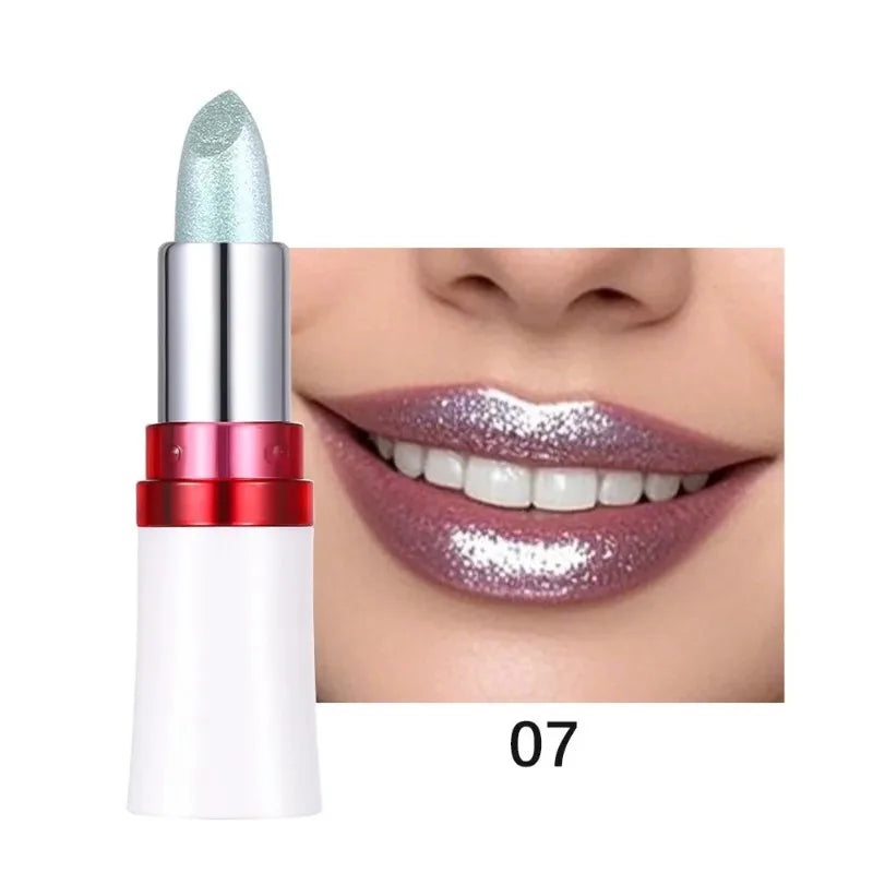 Metallic Lipstick Blue Purple Chameleon Lipstick Glitter Diamond Shimmer Color Changing Lip Gloss Pearl Shine Charming Makeup