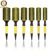 Professional Round Wooden Hair Brush 6 Sizes Boar Bristle Mix Nylon Salon Women Hair Styling Tools Yellow Brazil Hair Curlerl