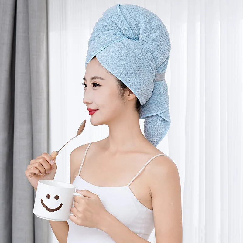 60x100cm Super Absorbent Elastic Band Head Towel for Women's Hair Drying - Extra Large Microfiber Hair Towel Wrap with Headband