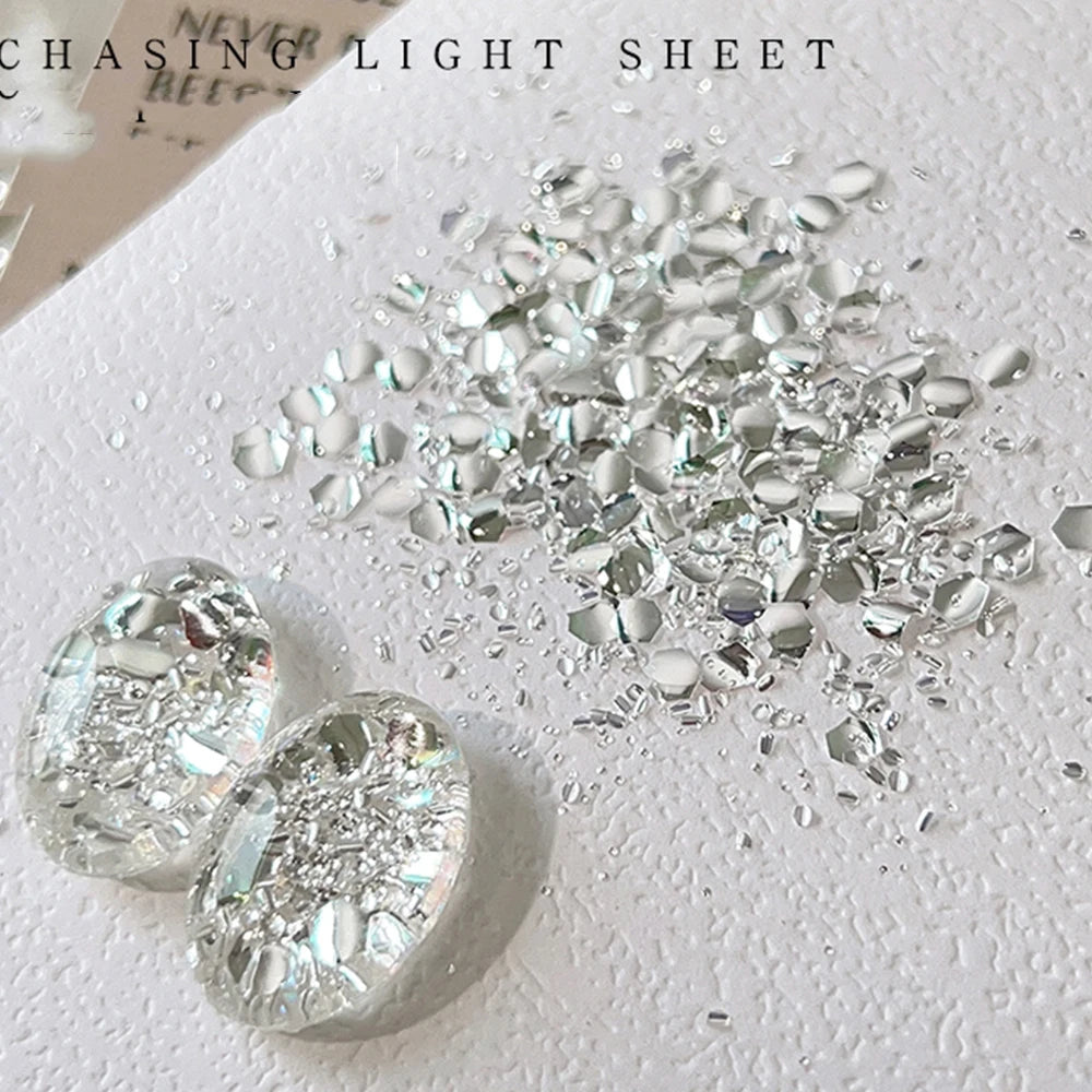 1/2Boxes 3D Sparkling Silver Nail Art Fairy Flakes Iridescent Laser Ultra-thin Dazzling Nail Glitter Sequins  Manicure Decoratio