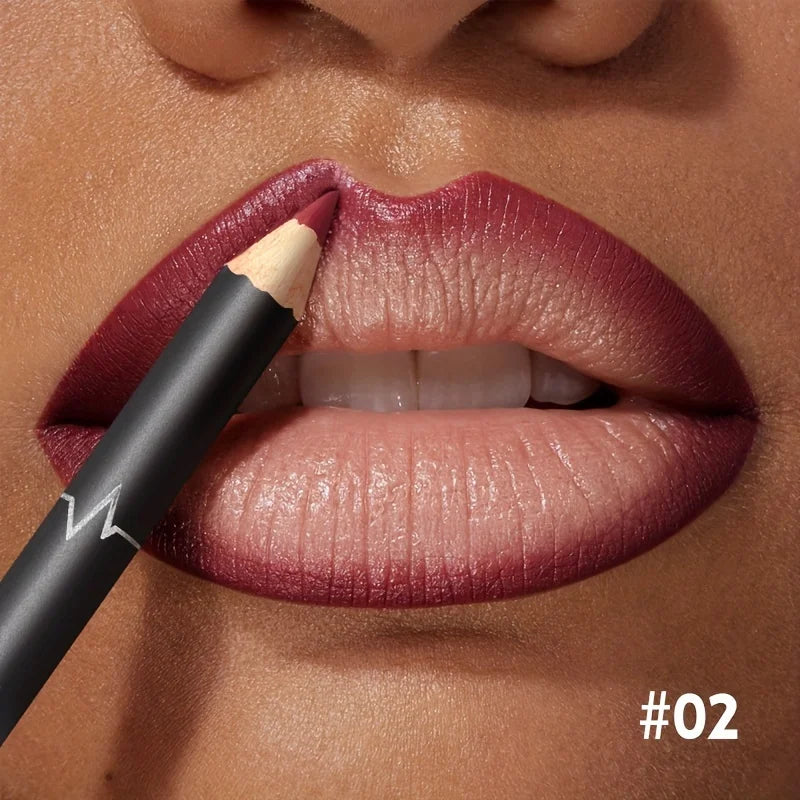 Waterproof Matte Lipliner Pencil – Red Contour Tint, Long-Lasting, Moisturizing Lips Makeup, 12 Colors