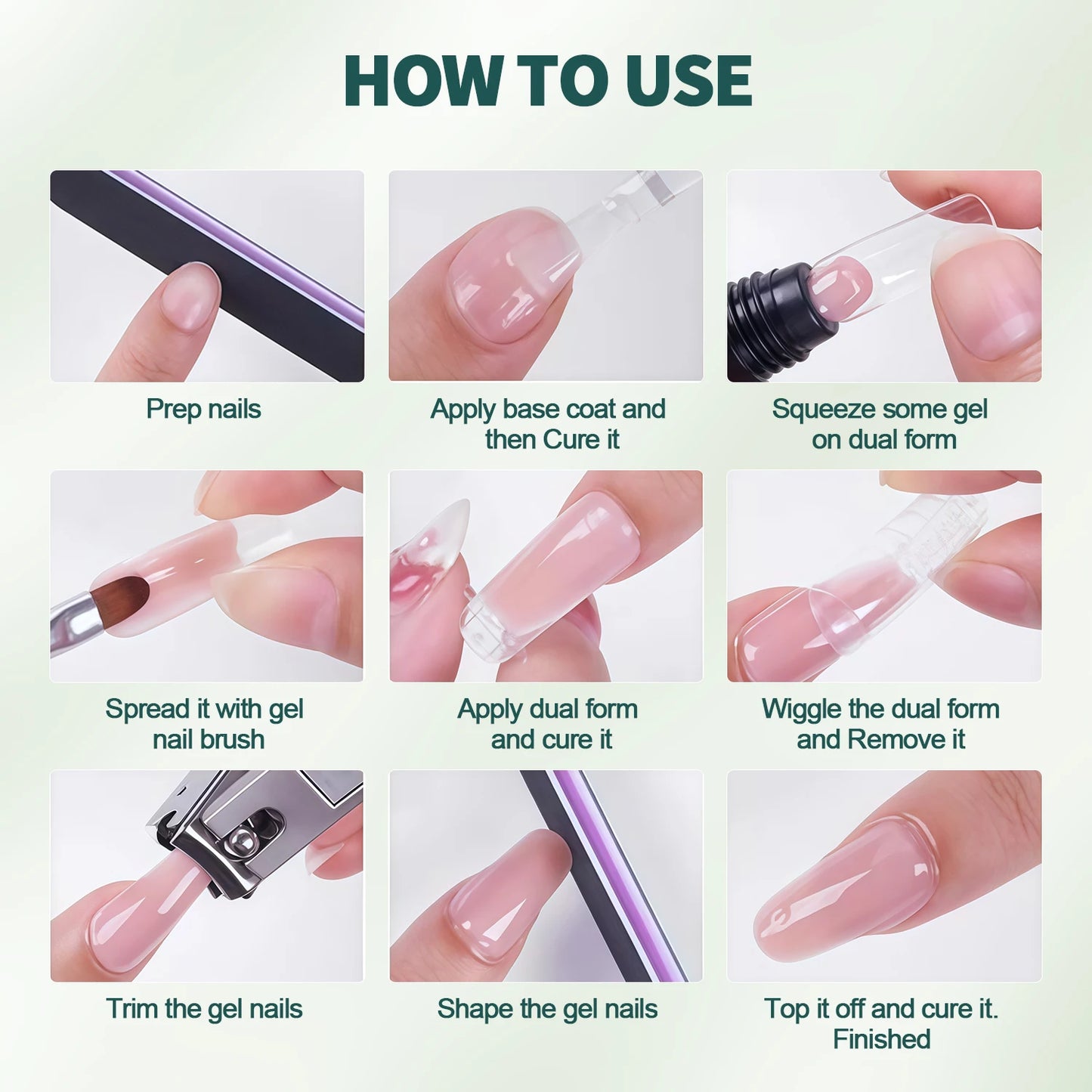 Nailpop TPO/HEMA-Free Crystal Poly Nail Gel Builder Gel 6 Colors For Nails Extension UV/LED Lamp Curing Fast Dry Perfect DIY 1pc