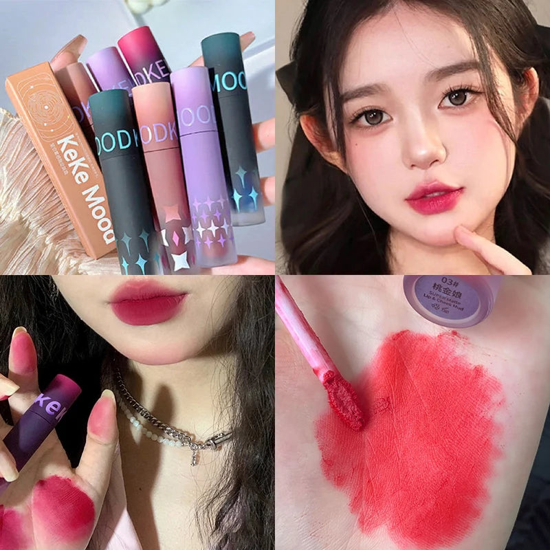 Gothic Matte Black Lipstick Waterproof Lasting Mousse Lip Mud Nude Brown Lipstick Blue Punk Lip Gloss Makeup Dark Red Lips Tint