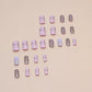 24 pieces long square French simple long wheat check nails +1 nail glue +1 nail file
