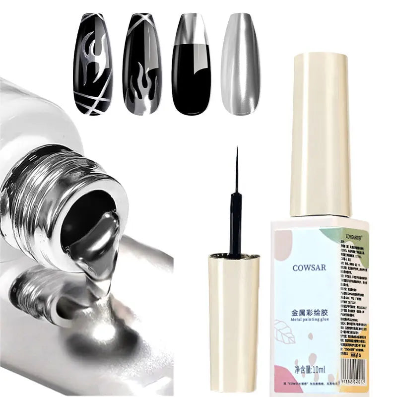 5/7/8ml Super-Bright Metallic Painting Liner Gel Polish Silver/Gold/Rose Mirror Gel Nail Polish Semi Permanent UV Nail Art Verni