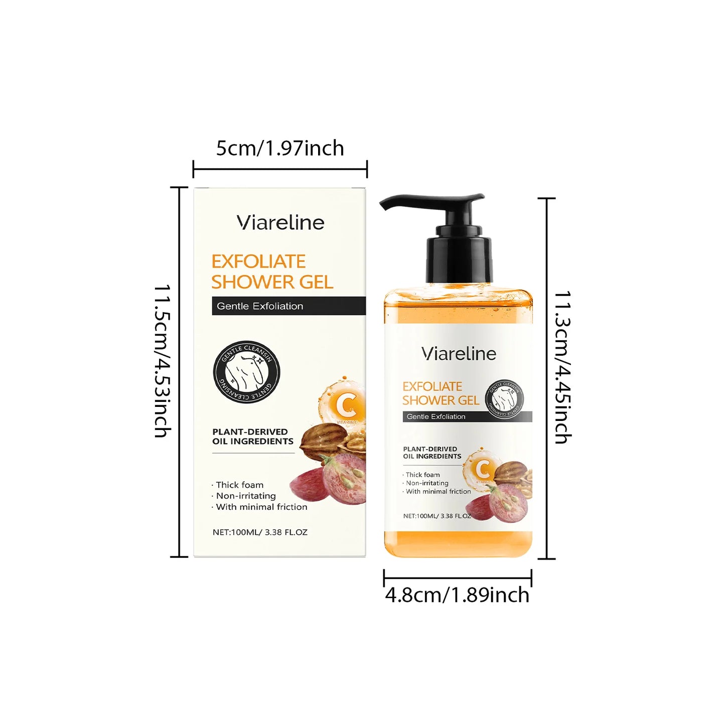 Viareline Exfoliating Body Shower Gel Gentle Remove Dead Skin Improve Roughness Smoothing Moisturizing Shower Gel