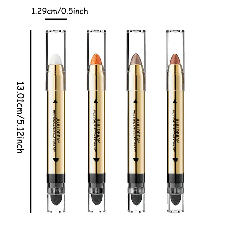 The dual-ended eyeshadow pencil highlighter illuminates the eyeshadow stick without smudging for a natural contour