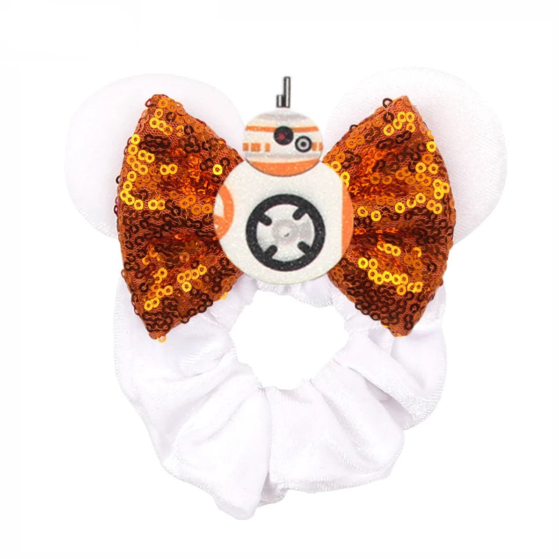 Disney Mouse Ears Velvet Scrunchies Hairband Women Elastic Ponytail Holder Girls Sequin Bow 2023 Kids Party DIY Hair Accessories