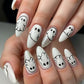 24pcs Halloween Press On Nails Ghost Pumpkin Spider-Web Bat Design Fake Nails For Women Girls Wearable False Nail Tips