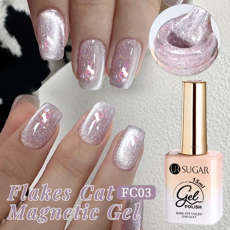 UR SUGAR 15ml Jelly Pink Cat Magnetic Gel Nail Polish Glitter ICE Soak Off Ceramic UV Gel Semi-permanent Nail Supplies Manicure