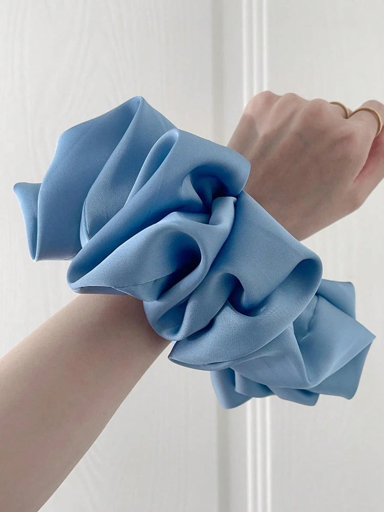1pc Extra Large Faux Silk Fluffy, High Elasticity, Soft & Silky, Luxury Casual Comfortable Fashion Scrunchie For Women