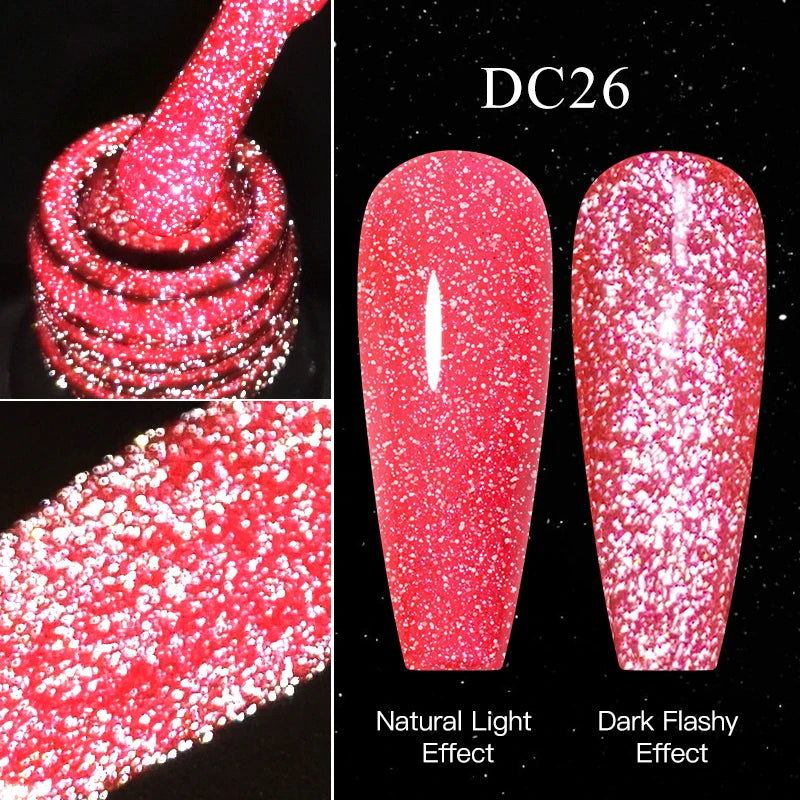 Mtssii 7ml Reflective Glitter Thermal Gel Nail Polish Color Changing Gel Semi-permanent Nail Art Varnishes Soak Off UV LED Gel