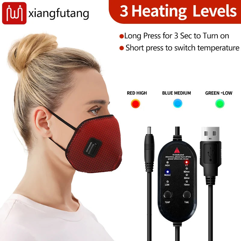 Electric Heated Mouth & Nose Mask - 3 Timer Settings, Relieves Seasonal Rhinitis, Oral-Nasal Discomfort, Winter Warm Care