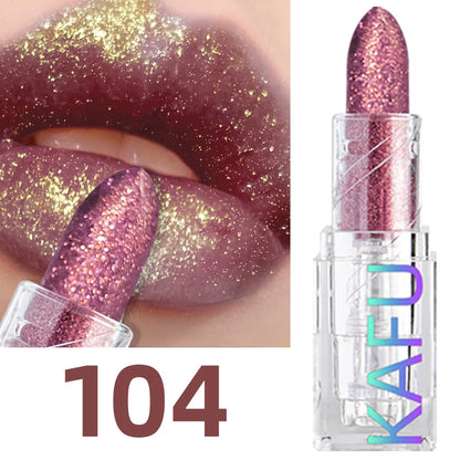 Multi-color Glitter Lipstick Beauty Girl Diamond Waterproof Lip Tint Long Lasting Shimmer Lip Makeup Red Rose Pearlescent  Lip