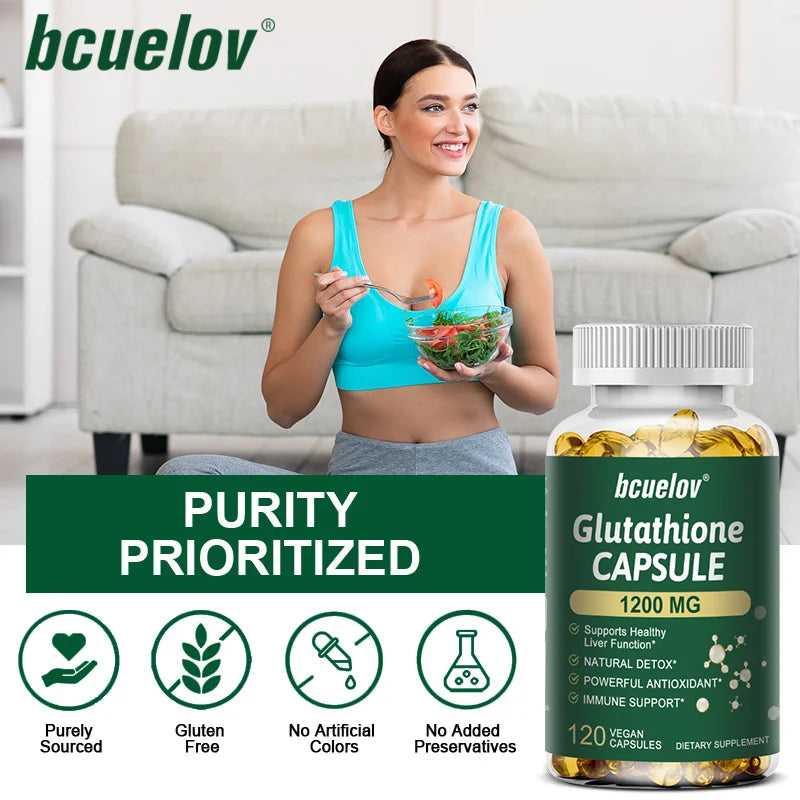 Glutathione Capsules - 1200mg - Detoxifying & Immune Support, Aging Defense, Improve Energy, Beautiful Skin Dietary Supplement