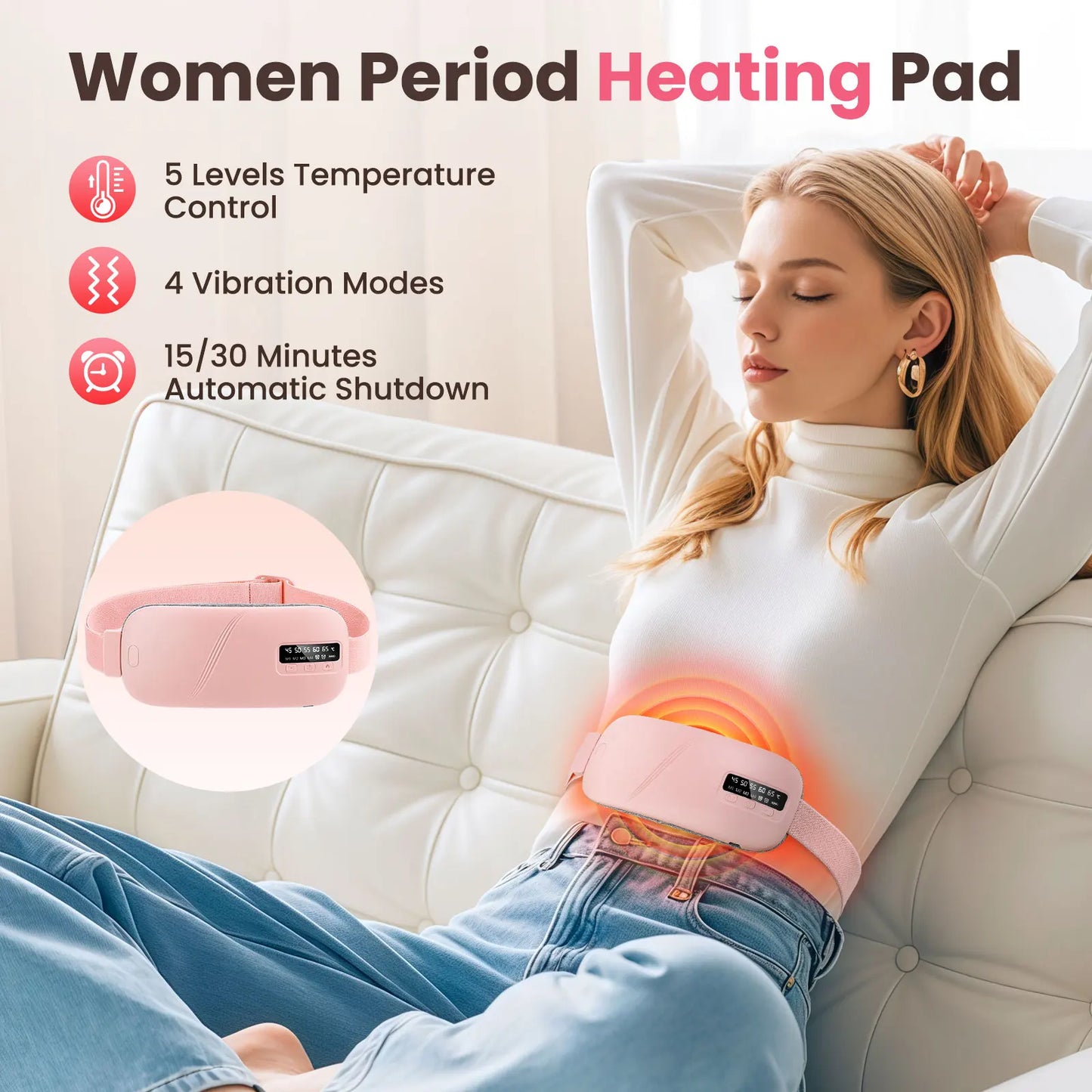 2025 Women Menstrual Fast Heating Pads For Women Menstrual Relief Pain With 5 Heat Levels And 4 Massage Modes Gifts For Female