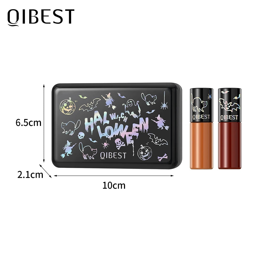 QIBEST 6Pcs/Set Waterproof Liquid Lipstick Sexy Halloween Lip Stick Matte Velvet Black Lipsticks Red Orange Lip Makeup Labiales