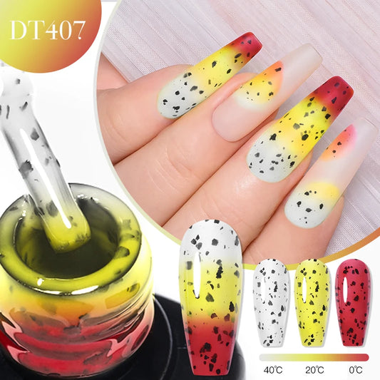 MEET ACROSS 7ml Eggshell Thermal Gel Nail Polish Temperature Changing Gradient Nail Art Varnish Winter Soak Off Gel For Nails