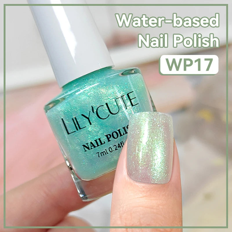 LILYCUTE 7ml Water-Based Glitter Nail Polish Long Lasting Quick Drying No Need of Lamp to Cure Nail Supplies For Nail Manicure