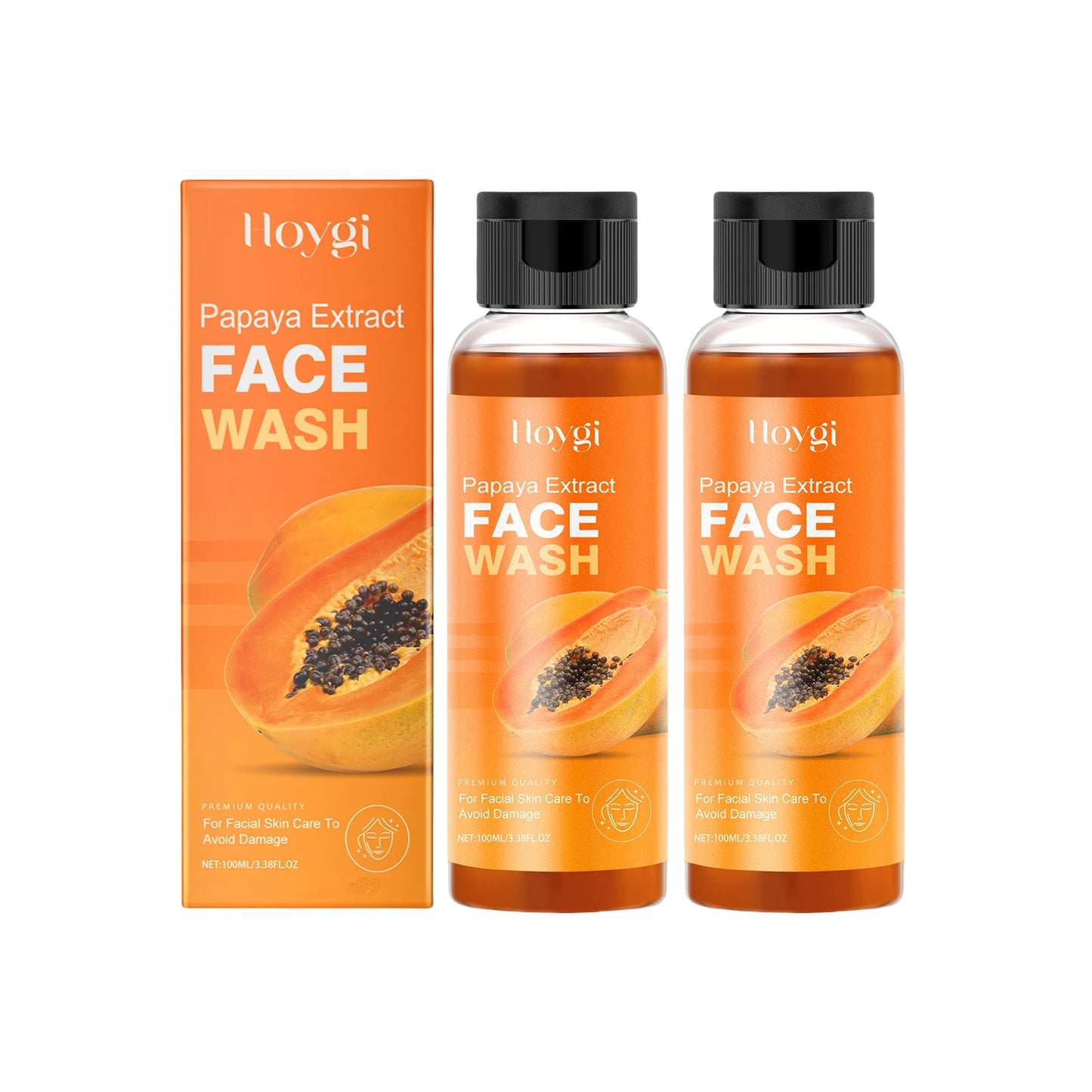 Hoygi Papaya Cleanser Gentle Exfoliating Hydrating Brightening Natural Enzyme Face Wash for Sensitive Skin All Types