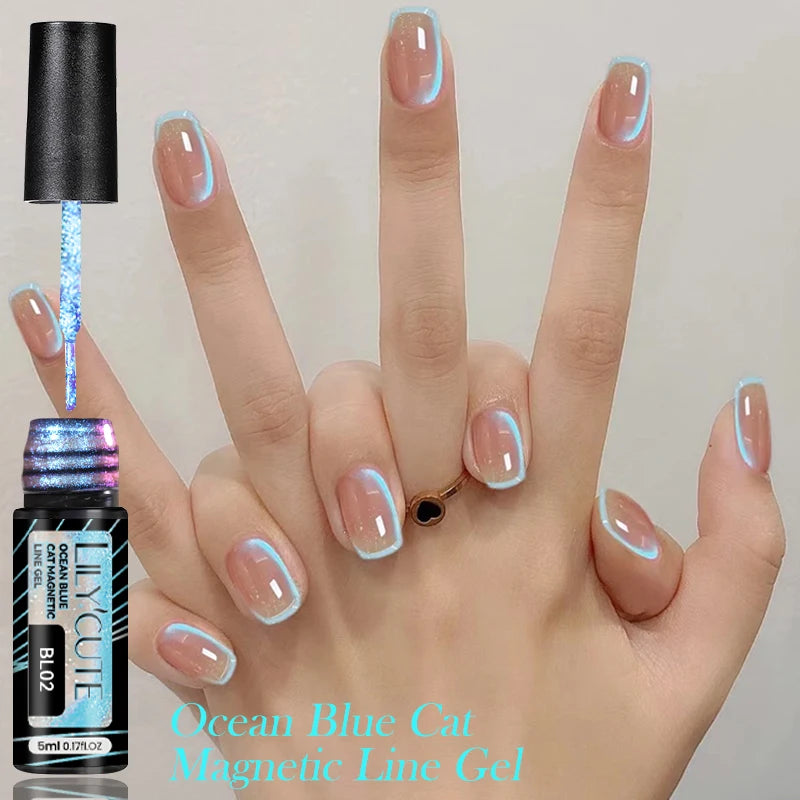 LILYCUTE 5ml Line Art Gel Nail Polish Gold Silver DIY Drawing Gel Reflective Glitter Design Semi Permanent Painting Gel Varnish
