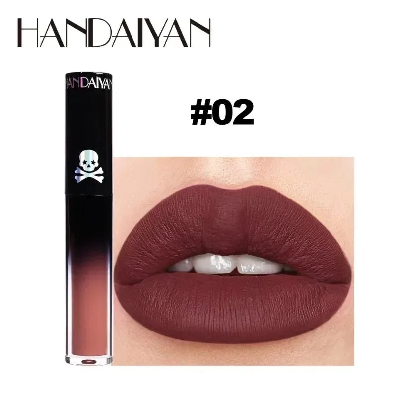 Matte Black Liquid Lipstick Waterproof Long Lasting Lip Gloss Tint Sexy Red Brown Metallic Lipstick Halloween Makeup Cosmetics