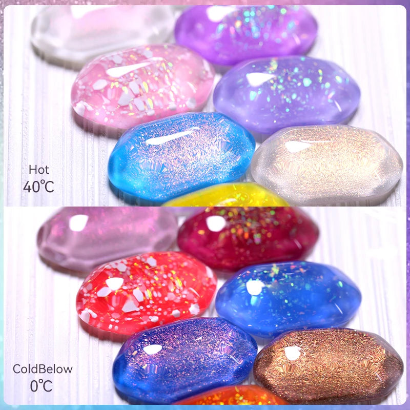 LILYCUTE 7ML Auroras Thermal Gel Nail Polish Nude Dark Purple Glitter Gradient Temperature Color Changing Nail Art Gel Varnishes