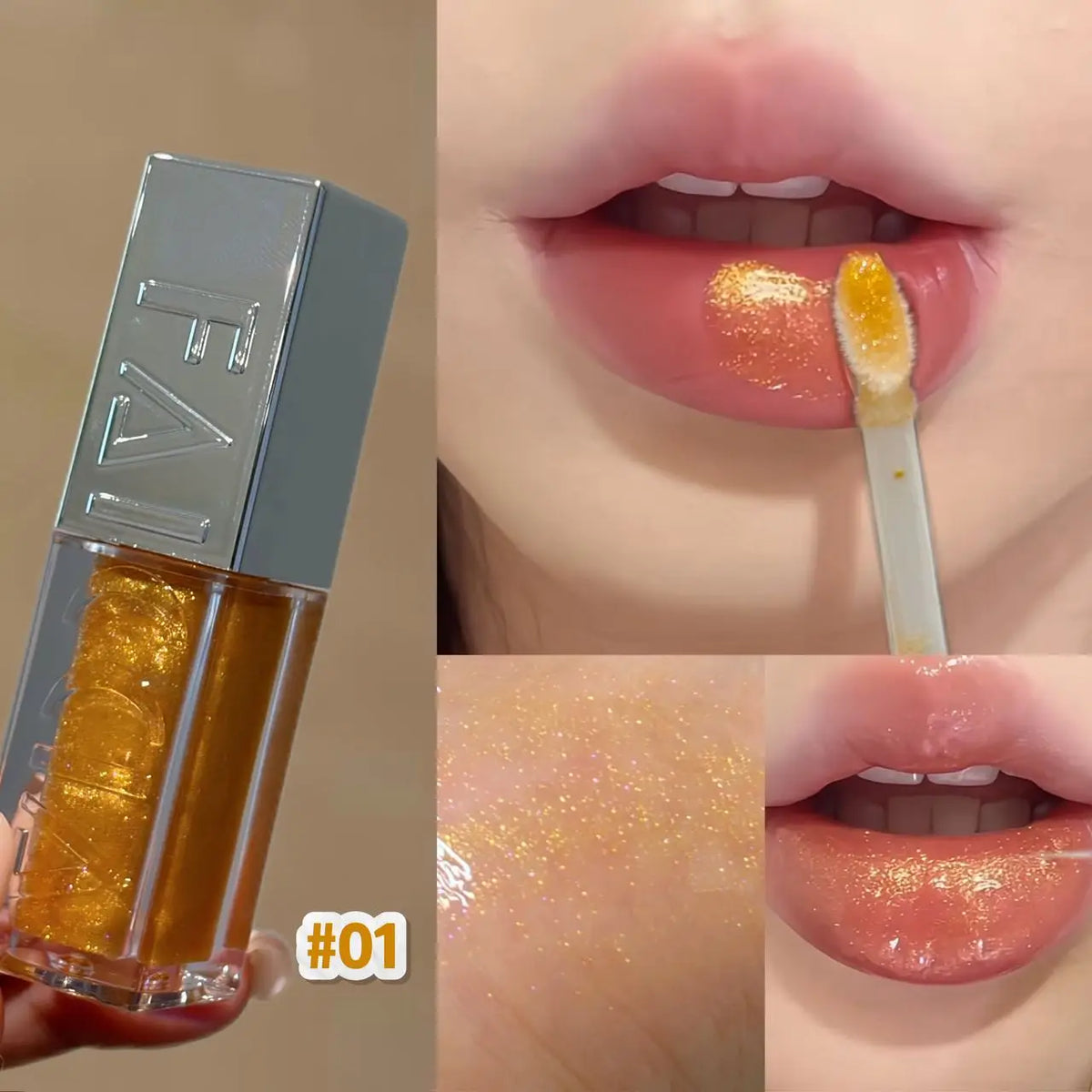 Faiccia Ice Shine Diamond Lip Gloss Shimmer Pearl Hydrating Plumping Glass Lip Multiple Sparkle Shades Daily Makeup