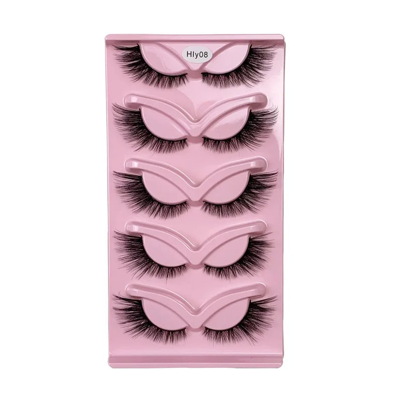 Fluffy False Eyelashes Eyelash Extensions, 10 Pairs Wispy Cat-Eye Look Faux Lashes, Natural Look Eyelash Extensions, Volumized F