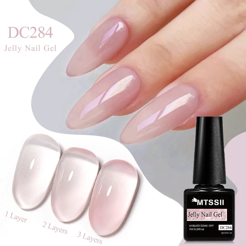 7ML Jelly Gel Nail Polish Black Crystal Translucent Dull Color Nail Art Gel Semi Permanent Varnish Soak Off UV LED Gel Polish