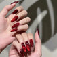 24pcs Glossy Red Cat's Eye Press On Nails Full Cover Nude Color Wearable Almond False Nails Charms Detachable Fake Nail For Girl