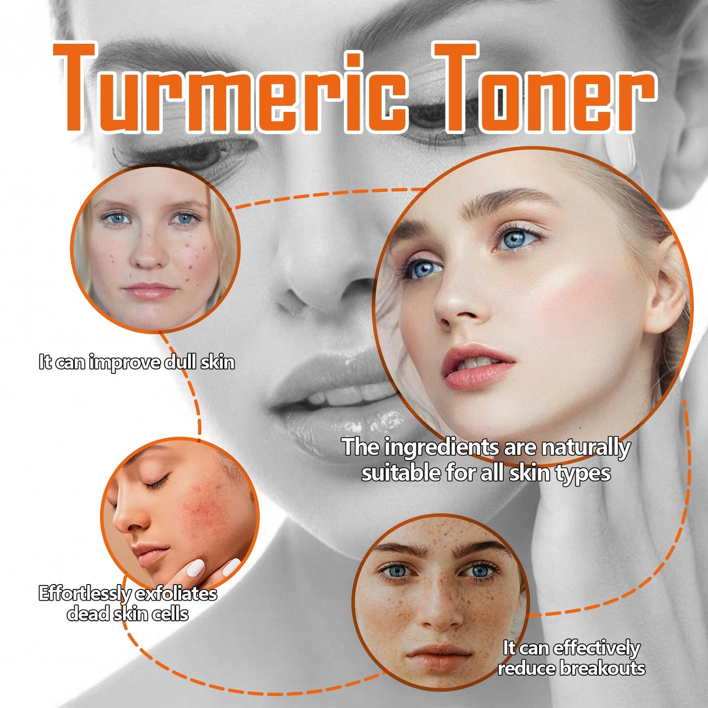 Turmeric Toner Dark Spots Removal Brightening Spots Corrector Remove Freckle Fade Melasma Moisturizing Turmeric Face Toner