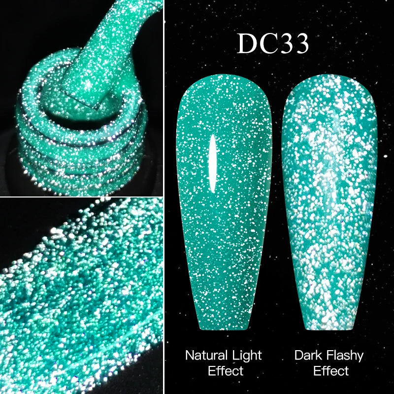 Mtssii 7ml Reflective Glitter Thermal Gel Nail Polish Color Changing Gel Semi-permanent Nail Art Varnishes Soak Off UV LED Gel