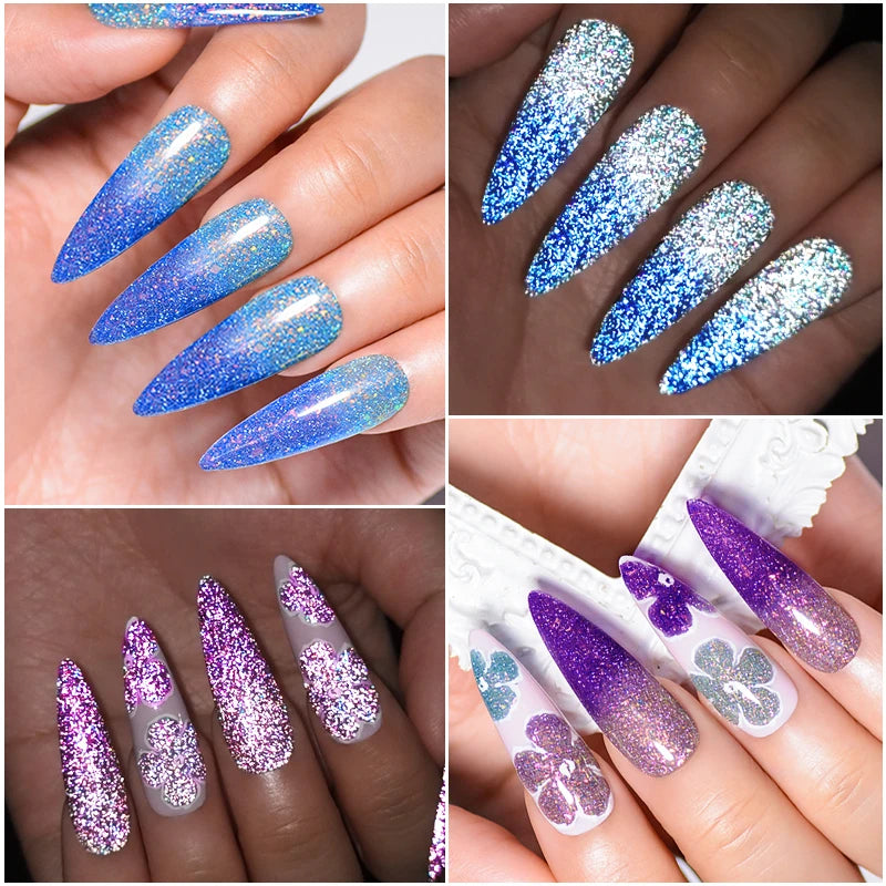 Mtssii 7ml Reflective Glitter Thermal Gel Nail Polish Color Changing Gel Semi-permanent Nail Art Varnishes Soak Off UV LED Gel