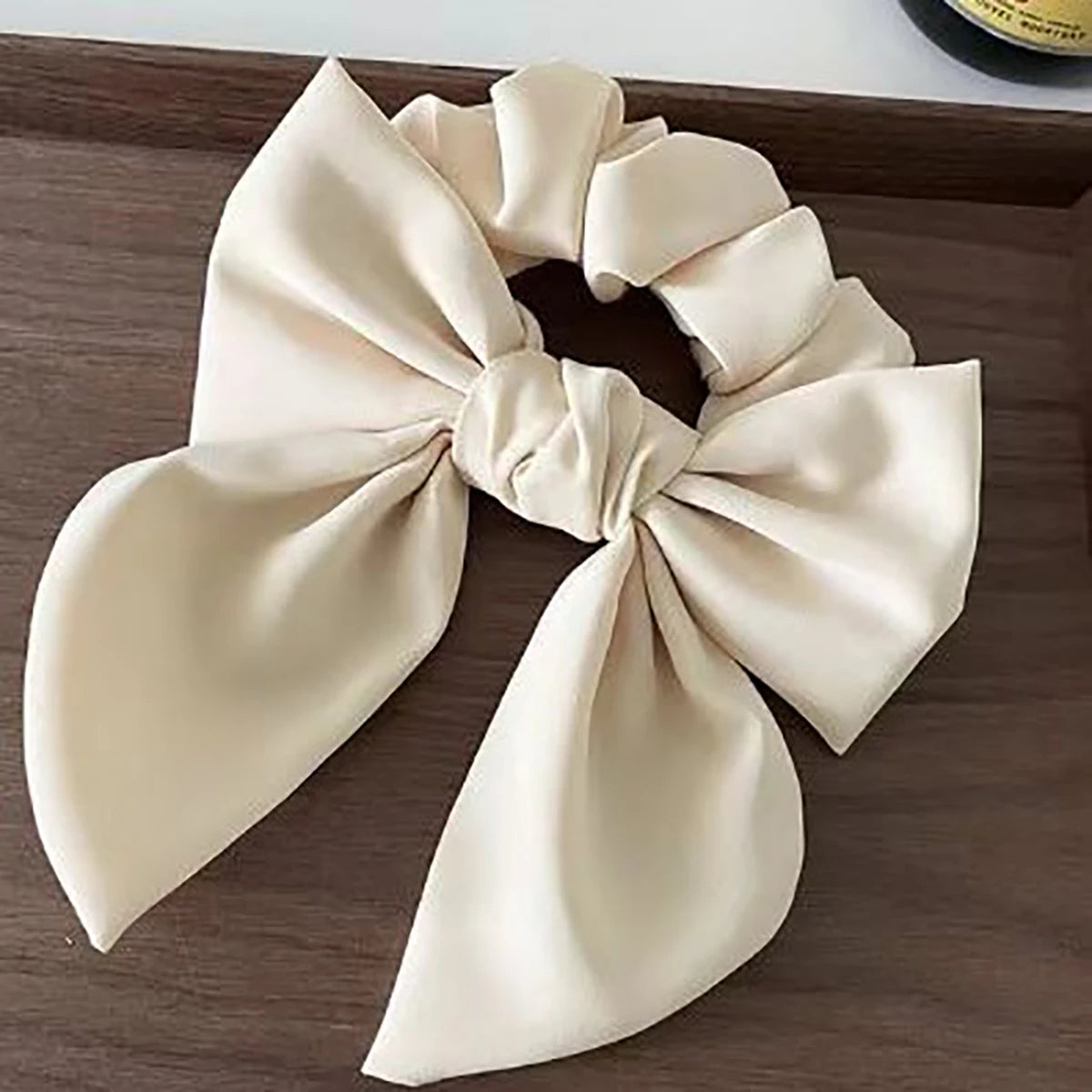 Elegant Bow Ribbon Hair Band Women Hair Tie Girls Solid Satin Bowknot Scrunchies Ponytail Large Rubber Bands Hair Accessories