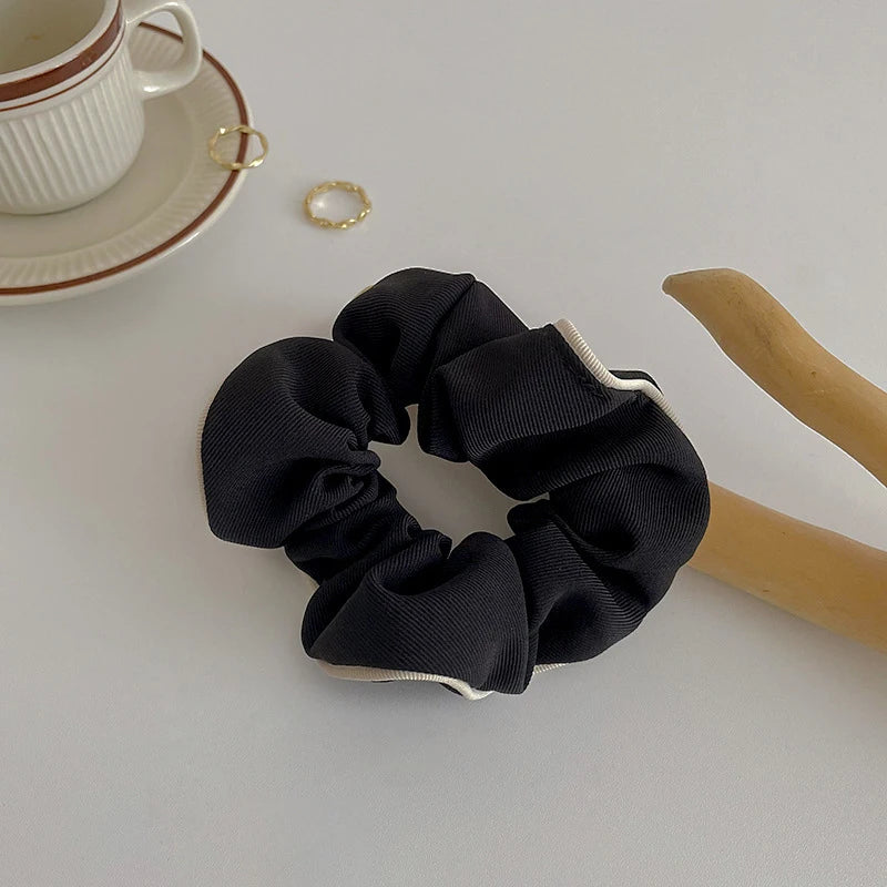 New Korean Black Bow Hair Tie Scrunchies Women Elegant Silk Elastics Hair Band Ponytail Hold Headdress Hair Accessories