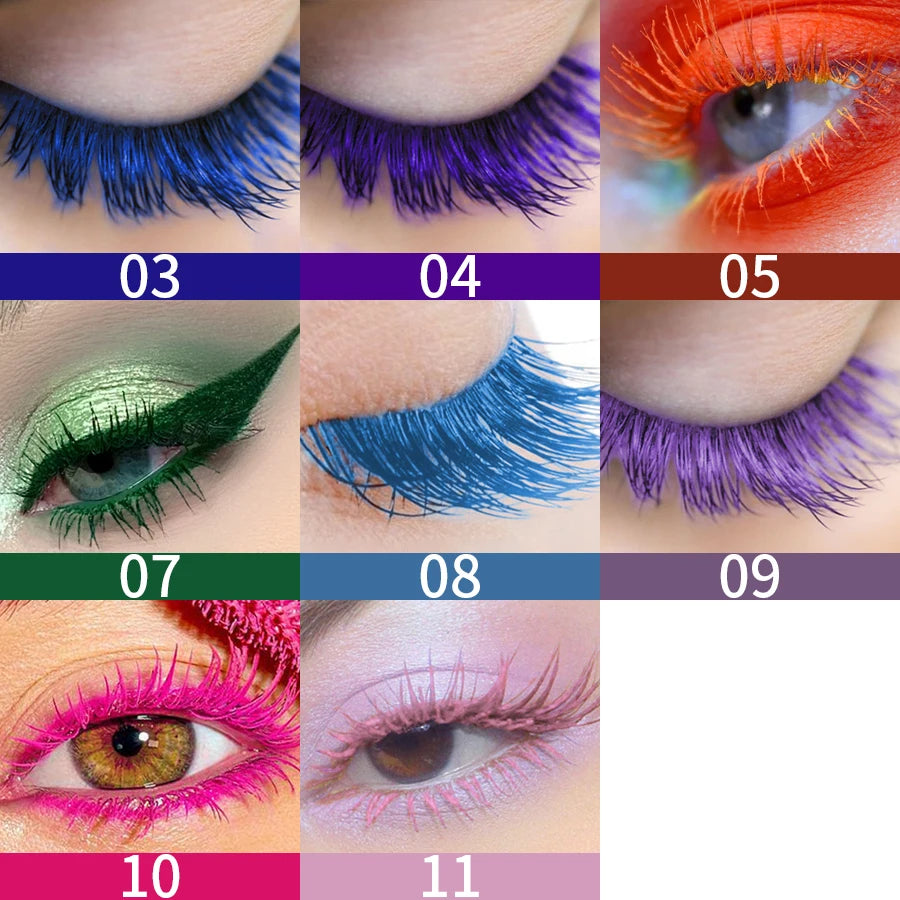 9 Color Mascara Thick Curl Waterproof  Natural Eyelash  Long Lasting Blue White Green Pink Black Eye Makeup Korean cosmetics