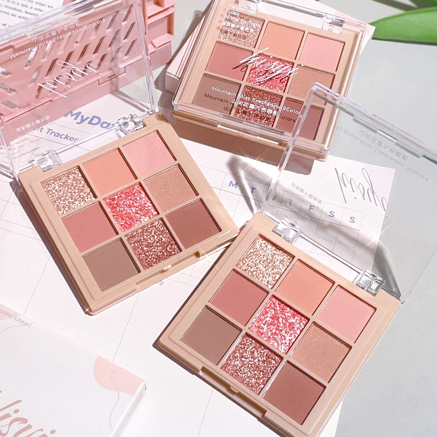 Nine-color eye shadow plate Matte pearl light flash hot color daily suitable for novices Multi-function eye shadow plate