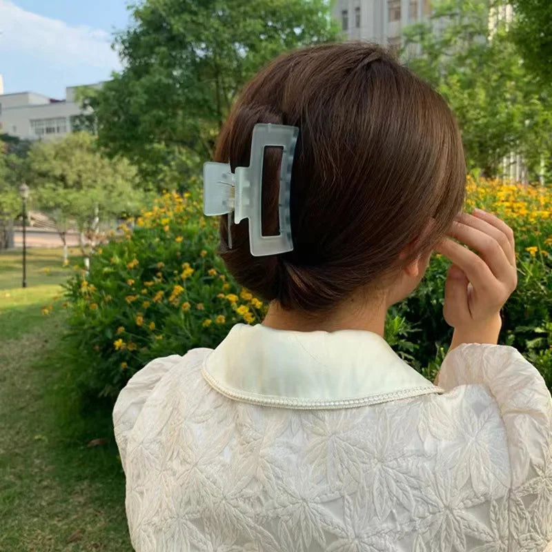 New Women Elegant Transparent Frosted Rectangle Hair Claws Lady Sweet Hair Decorate Toothed Hair Clips Fashion Hair Accessories