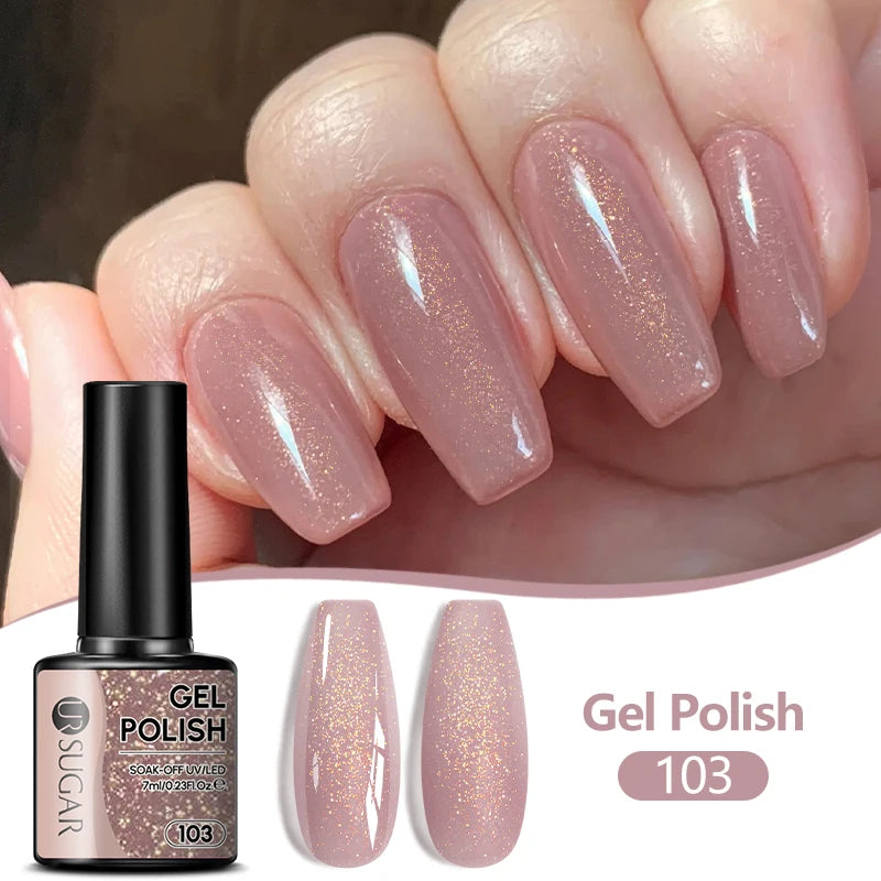 UR SUGAR 7/7.5ml Nude Glitter Color Nail Gel Polish Semi-permanent Varnish Soak Off Nail Art Base Top Coat UV LED Gel Manicure