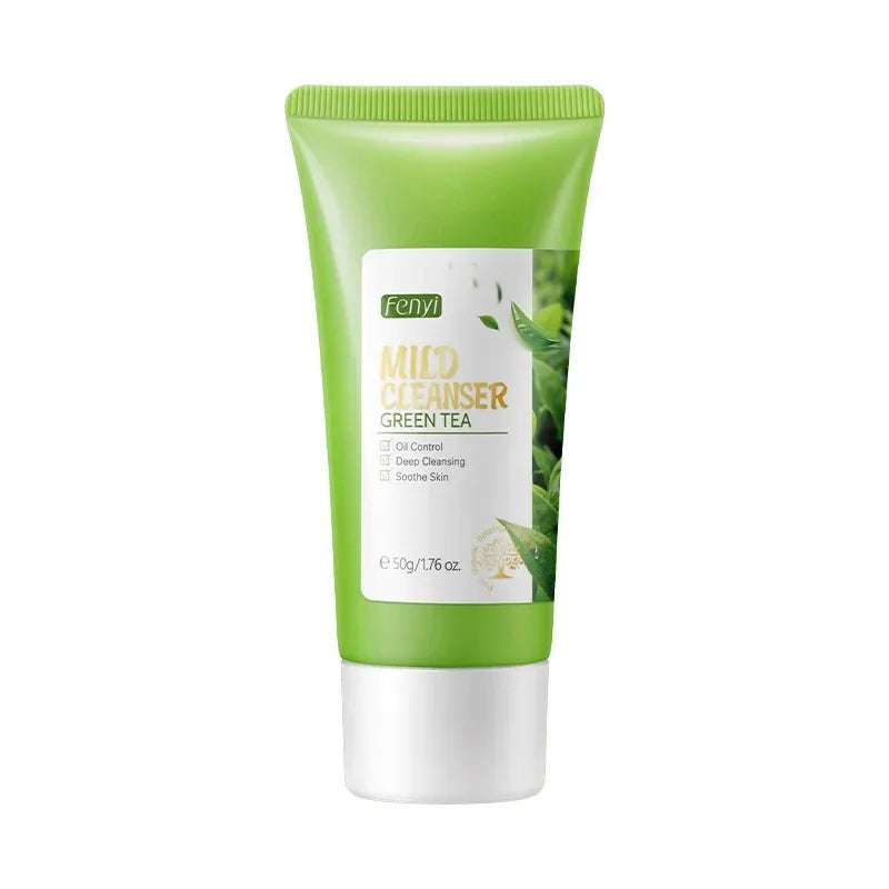 Green Tea Facial Cleanser Skin Deep Cleansing Moisturizing Blackhead Removal Skincare Face Wash Foam Face Cleanser Skin Care 50g