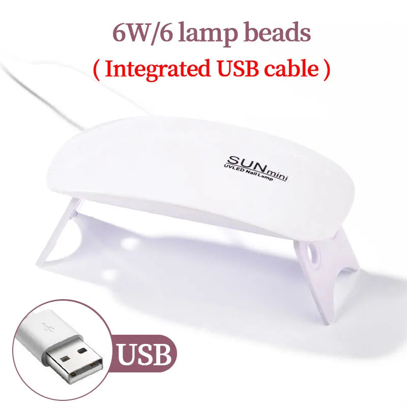 YIKOOLIN Mini Mouse Gel Nails 6W Polish Drying Lamp Portable 6 LED UV Manicure Lamp Home  USB Nail Phototherapy Machine