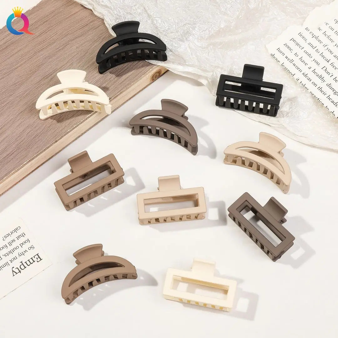 5 Pcs Small Flower Hair Claw Clips for Women Girls,Matte Rectange Jaw Clips,Semicircle Barrettes for Thin Hair