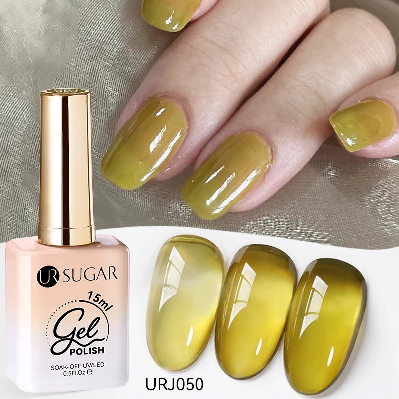 UR SUGAR 15ml Jelly Nude Gel Nail Polish Light Pink Translucent Color Soak Off UV LED Gel Varnish Nail Art DIY Fashion Manicure