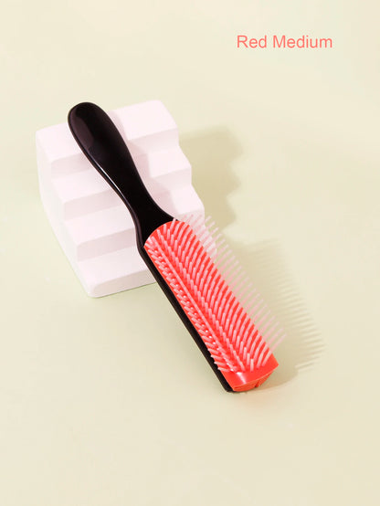 1pcs 9-row wrinkle removal massage curly hair brush, detachable 9-row comb plastic wet hair brush