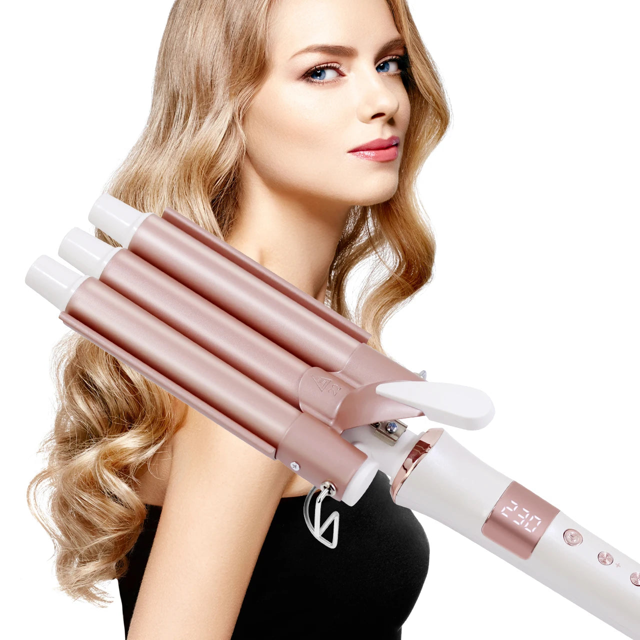 Hatteker 9mm Curling Wand Ceramic Barrel Pro Hair Curler with Constant Temperature Tourmaline Ceramic Iron Beauty Salon