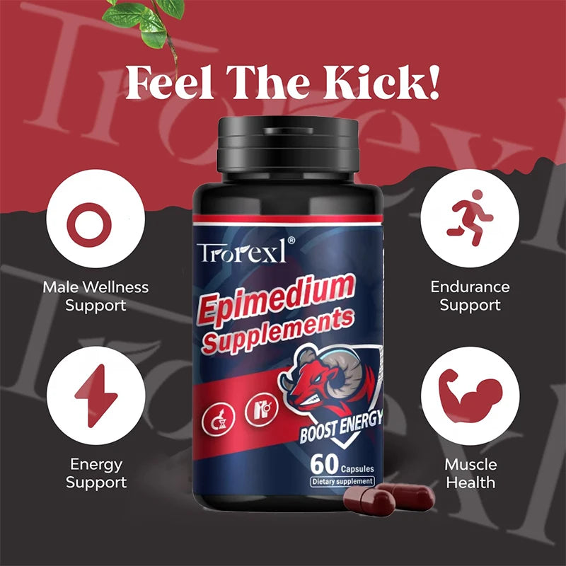 Herb Epimedium Capsules, Male Enhancing Supplement,Test Booster for Men Performance - Drive, Strength, Stamina Growth