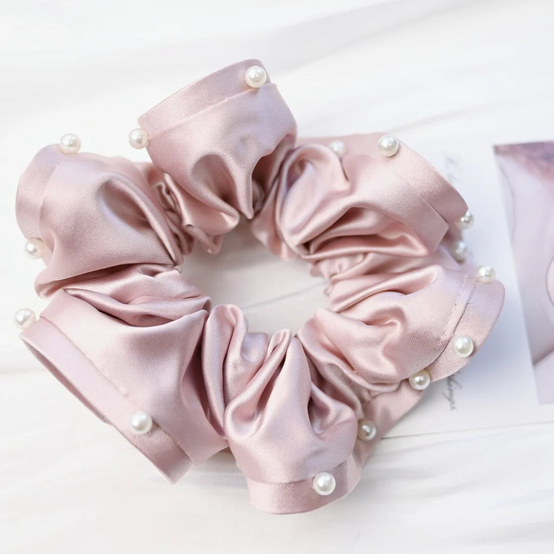 Scrunchies for Hair New Fashion Luxury Satin Silk Hair Loop Bud Shaped HairTies Hair Scrunch for Girls  Headwear
