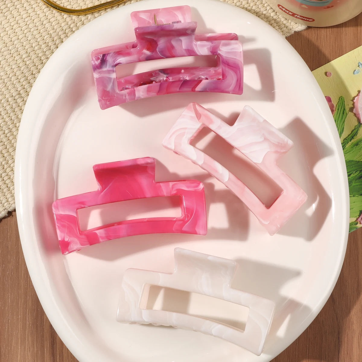 7 Pcs Big Hair Claw Clips 3.4" Non-slip Big Square Matte for Women Girls, Strong Hold Banana Clips for Thick Thin Hair
