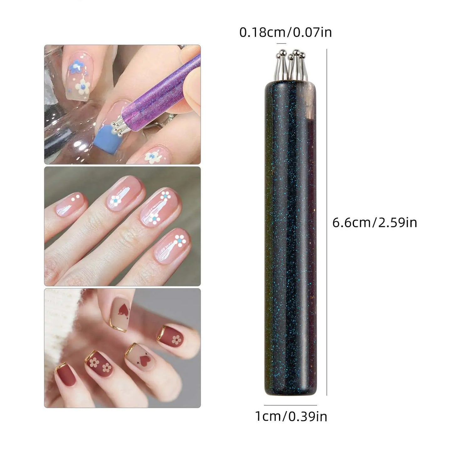 Multi-purpose 5 Petal Flower Nail Dotting Pen Nail Art Acrylic Flower Nail Rhinestones Pen Marbleizing Draw Painting Pens Tools